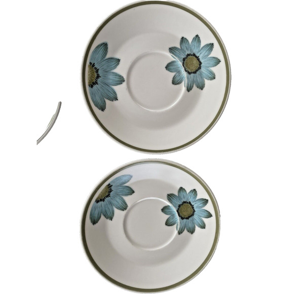 MCM Noritake Progression UP-SA DAISY Saucers Teal Daisy Set of 5 - Picture 2 of 5